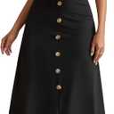 Women's Criss Cross Backless Maxi Dress Elegant Button Front V Neck Sleeveless Dresses (Black)