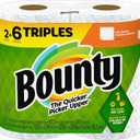 Bounty Full Sheet Paper Towels, White, 2 Triple Rolls - 6 Regular Rolls