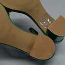 PIZZ ANNU Women's Low Block Chunky Heels Sandals Comfortable Open Toe Ankle Strap Party Dress Pump Shoes Strappy Buckle Heeled Sandal with 2 Inches Tall Thick Heel Design (8, Kelly Green Patent)