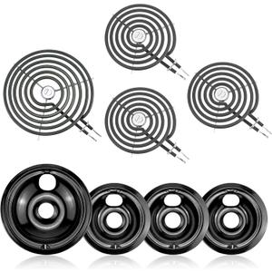 Electric Stove Burner Drip Pans WB31M19(8) WB31M20(6) Electric Stove Top Burner Replacement WB30M1(6") WB30M2(8") Compatible for G-E Hot-point Ken-more General Electric Stove Parts by MIFLUS