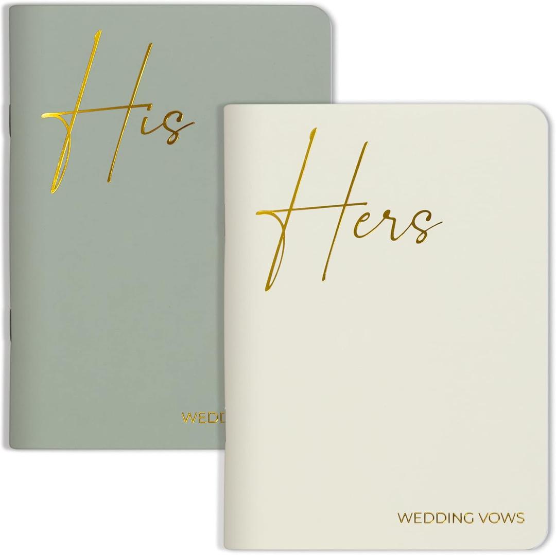 Elegant Vow Books With Gold Foil Lettering For Your Wedding - Perfectly Sized His and Hers Vow Books With Plenty Of Pages To Write Whatever is on Your Heart - A Beautiful Addition For The Wedding Day