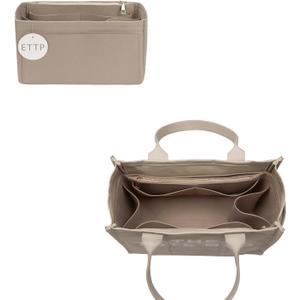 ETTP Purse Organizer Insert For Handbags, Tote Bag Organizer Insert, Compatible with MJ Tote and Onthego(X-Large, Beige)