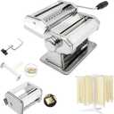 Pasta Maker Machine with 9 Adjustable Thickness Settings, 2 in 1 Noodle Maker Includes Pasta Cutter, Ravioli Maker Attachment & Pasta Drying Rack