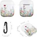2 x Airpods Case, Yellow Flowers Airpod Case for Women Girls Protective Hard Airpod Case Cover for Apple AirPods 2 & 1 with Keychain Compatible with Wireless Charging (Flowers)