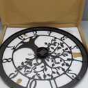 Large Wall Clock,24 Tree of Life Metal & Wood Wall Clock with Bird Design,Decorative Non-Ticking Wall Clock for Living Room,Farmhouse Home Decor