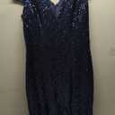 Dress The Population Women's Zoe Cap Sleeve Plunging Sequin Mini Dress, XL