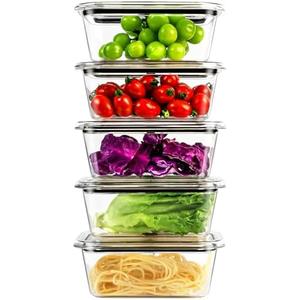 5 PCS Food Storage Containers with lids, 32 OZ Crystal-Clear Kitchen Food Containers for Pantry & Kitchen Storage and Organization, Airtight BPA-Free Microwave Dishwasher Safe Meal Prep Containers, Set of 2