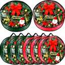 Dunzy 8 Pieces Wreath Container Christmas Wreath Storage Bag Garland Tear Resistant Fabric Round Boxes with Clear Window for Storage for Xmas Holiday Ornament(30307.8 Inch,Red, Green)