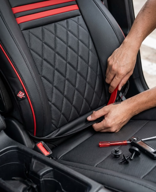 Deck Car Seat Covers, Black And Red
