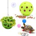Turtle Feeder Ball, 7 Pcs Tortoise Treat Ball with Skateboard Ball Enrichment Toys Hay Fruit Vegetable Feeder Hanging Feeding Grass Holder Foraging Toy for Small Animals Pets