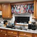 Valances for Windows Christmas Gingerbread House Gingerbread Man Cake Candy Kitchen Curtains Valances Rod Pocket Small Window Treatments Valance Curtains for Living Room Bedroom, 60x18 Inch (White Cherry Pink Turmeric)