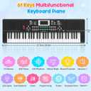 Piano Keyboard, 61 Key Upgrade Kids Pianos Music Toy with Light-up Keys & Pro Teaching Modes, Dual Speaker, 70 Demos,100 Tones, 100 Rhythms Perfect Christmas/Birthday Gift for Kids (Black), 2 x 26.5 x 7.8 inches