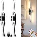 Battery Operated Wall Sconce Set of 2, Modern Wireless Sconces with Remote, Black Rechargeable Wall Lights Dimmable Battery Cordless Wall Sconces for Bedroom Living Room Hallway Timing(39.4 Inch)