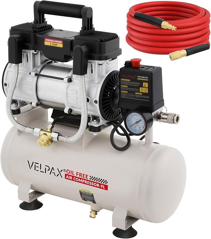 Ultra Quiet Air Compressor, Only 60dB, 2.4 Gallon Tank, Oil-Free, 110V/60Hz 1.5HP, 6.71CFM@115PSI, Air Compressor Perfect for Spray Painting, Auto Repair, Tire inflation, Woodwork nailing