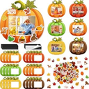 Fovths 24 Pack Fall DIY Foam Picture Frames Craft Kit Thanksgiving Autumn Pumpkin Photo Frame Ornaments with 300 Stickers for Thanksgiving Gifts Holiday Home Party Activities