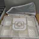 Snackle Box Container with Ice Pack, Bonus Insulated Bag Charcoolerie Chilled Portable Serving Tray with Lid and Handle8 Compartment Snack Container for Charcuterie Snack Road Trip Picnic