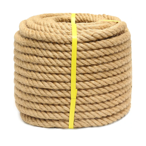 Natural Hemp Rope 3/4 inch 50Ft Thick Twisted Manila Rope Heavy Duty Jute for Crafts, Porch Swing, Tug of War, Nautical, Home Decorating, Railing, Docks, Landscaping