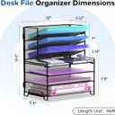 7 Tier Desk File Organizer, Letter Tray Paper Organizer, Metal Desktop Organizers and Accessories for Study and Workspace, for Home Office, Black