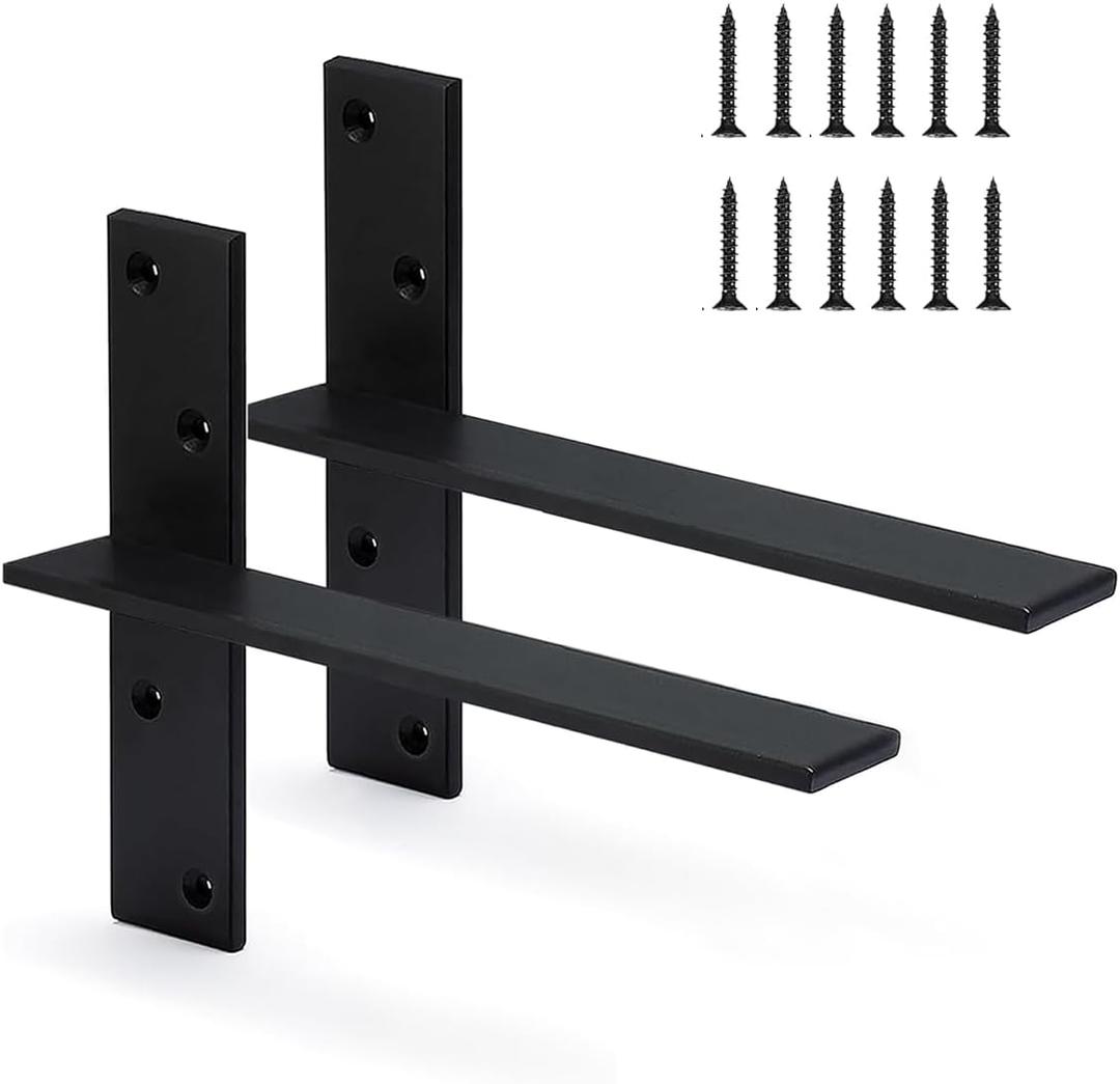 Floating Shelf Bracket Heavy Duty Free Hanging Countertop Support Bracket 2 Pack 10" Lx2 W Hidden Shelf Bracket for Floating Wall Countertops, Bars, Desks, Bench Seats, Vanities, Mantels