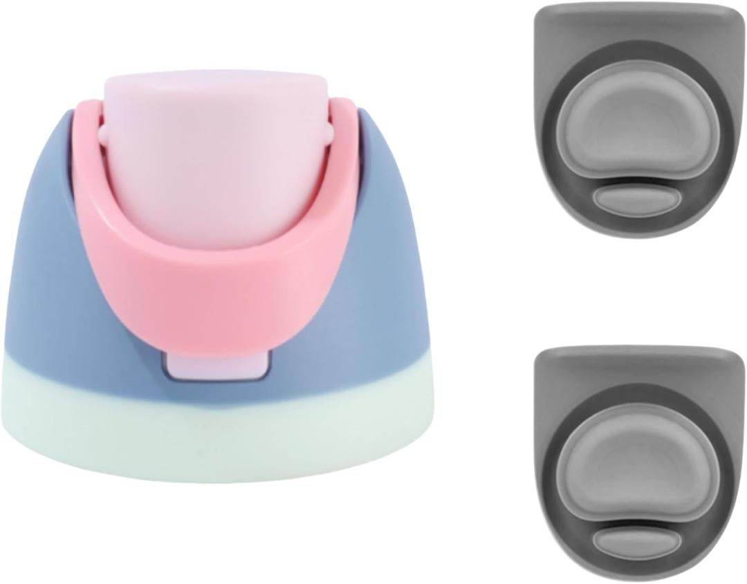 2 x Replacement Lid Compatible with Owala Freesip 16oz 24oz 32oz 40oz, One Button Water Bottle Top Lid Replacement Accessory,with 2Pcs Cap Seal Stopper (Light Pink with grey)