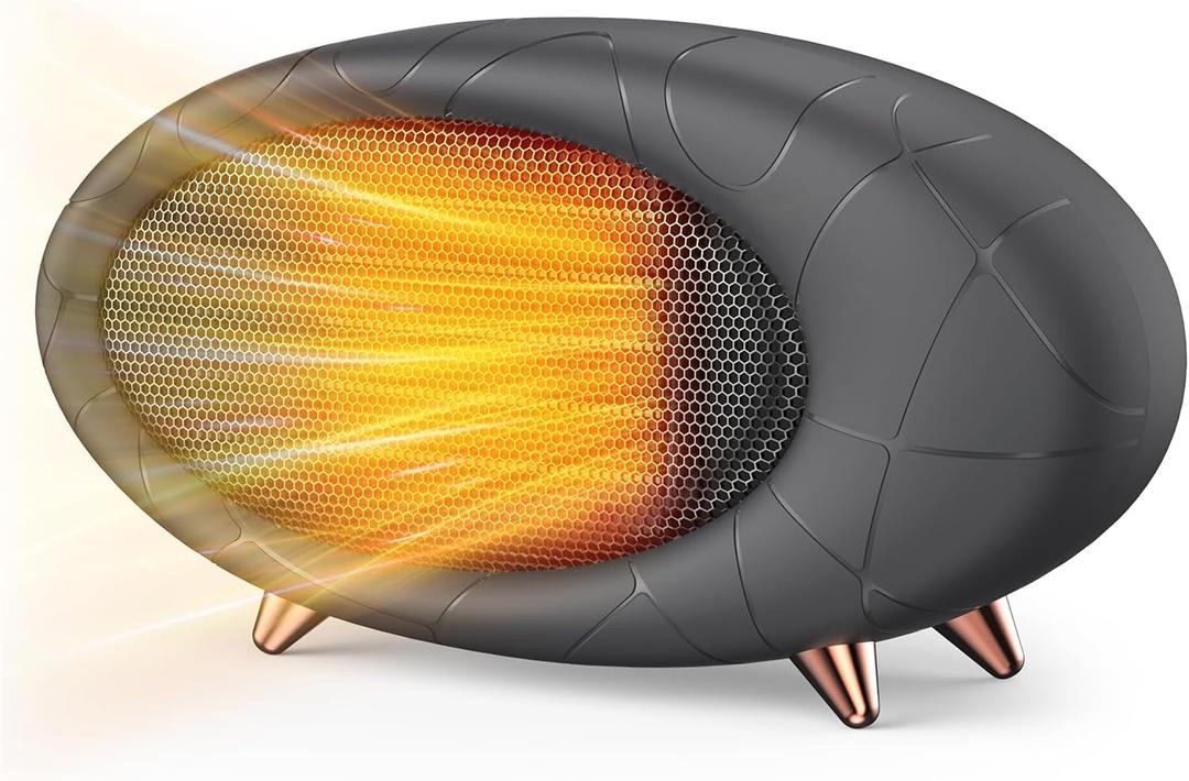 Desk Heater 600W Small Space Heater with Overheating & Tip-Over Protection,PTC Ceramic Fast Heating For Indoor Use (Grey)