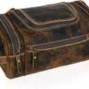 VC VINTAGE COUTURE Leather Toiletry Bag for Men Extra Large Leather Men's Toiletry Bag for Traveling Real Leather Dopp Kit for Men Leather Shaving Bag for Travel (BROWN)