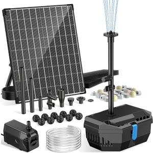 NFESOLAR 20W Solar Pond Filter Kit with Fountain Pump, 160 GPH Solar Pond Pump & Outdoor Filter Box, Submersible Water Pump with 16.5FT Cable & 6.6FT Tubing for Koi Pond, Fish Tank, Garden Fountain
