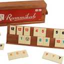 Front Porch Classics, Rummikub Vintage Edition in All-Wood Storage Case with 4 Built-in Player Trays and 106 Rummikub Tiles, for 2 to 4 Players Ages 8 and Up