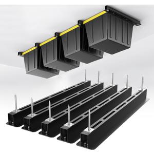 EVERHANGER Ceiling Storage Rack, Heavy Duty Overhead Garage Storage Rack, Adjustable Ceiling Bin Storage System, 5 Sets for 4 Bins, 26 Inch