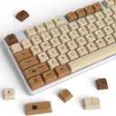 Owpkeenthy Retro XDA Keycaps, PBT 138 Keys Brown Keycap Set for Cherry MX Covers Fullsize 60% 65% 75% Keyboard XDA Coffee Cat
