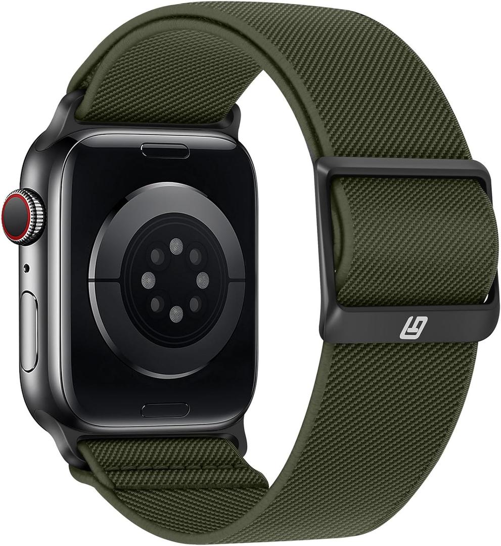 Braided Bands Compatible with Apple Watch Band 49 46 45 44 42 41 40 38mm Women Men Stretchy Solo Loop Nylon Strap for iWatch Ultra 2 SE Series 10 9 8 7 6 5 4 (38/40/41/42, Army Green)