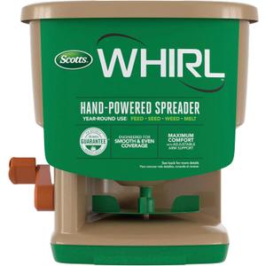 Scotts Whirl Hand-Powered Spreader for Grass Seed, Fertilizer, Salt, Ice Melt, Handheld Spreader Holds up to 1,500 sq. ft. Product