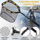 PLUSINNO Floating Fishing Net for Steelhead, Salmon, Fly, Kayak, Catfish, Bass, Trout Fishing, Rubber Coated Foldable Landing Net with Fixed or Telescoping Pole Handle, Fishing Gear and Gifts for Men, Large