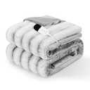 ZonLi 2-in-1 Weighted Heated Blanket for Back Pain, Heated Weighted Blankets Queen Size, 6 Heating Levels 1-10H Auto Off, Soft Ribbed Rabbit Fur Washable, Chirstmas Blanket for Family, Grey