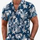 COOFANDY Mens Hawaiian Shirt Short Sleeve Floral Button Down Shirts Tropical Summer Beach Shirts Camp Collar Shirt Small