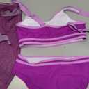 Girls Swimsuit Double Strap High Waist Sporty Bikini Swimsuits Swim Cover Up Skirt 3 Piece Set (15-16 Years, Dark Purple)