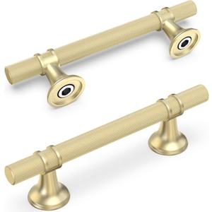 10 Pack 3-3/4 Inch Cabinet Pulls knurled Brushed Gold Kitchen Cabinet Handles Aluminum and Zinc Alloy Drawer Pulls Solid Cabinet Hardware