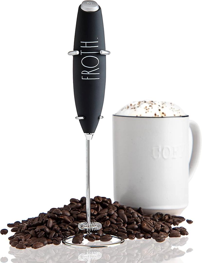 Rae Dunn Handheld Electric Milk Frother - Drink Mixer, Coffee Frother, Hand Blender, Frappe Maker, Latte Maker Milk Foamer (Black)