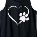 Dog Paw Print Heart T-Shirt - Gift for Mom - Gift for Dad Tank Top (Small, Black)