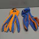 Zeaxuie Dog Toys for Aggressive Chewers, 2 Pack No Stuffing Interactive Dog Toys for Teething, Squeaky Chew Toy to Keep Them Busy for Small and Medium Breed, Crinkle Octopus (Orange & Blue)