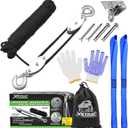 XSTRAP STANDARD Rope Hoist Pulley System, 1000LB Capacity Block and Tackle, 5:1 Lifting Power 50ft Heavy Duty Pulley Block for Hunting Lifting Objects with Work Gloves, 2pcs Soft Loops, 1 Swing Hanger