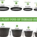 Quarut 12 Inch Large Planter Pot for Plants Indoor Outdoor, 4 Pack Plastic Flower Pots with Drainage Hole & Tray, Modern Decorative Garden Pot with Saucer, Plant Container for HouseBrown