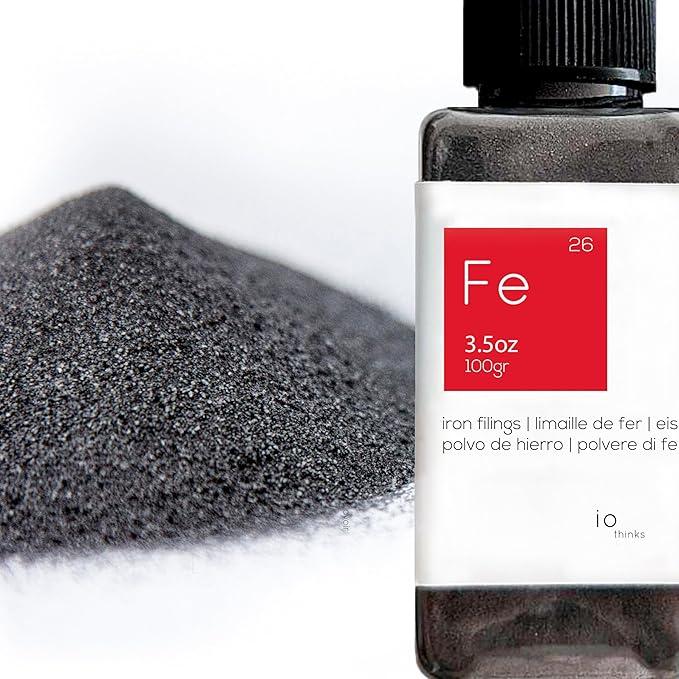 Iron Fillings (Purity > 99%) - Magnetic Iron Powder for Science, Education, Creative, Art and School Project - 3.5 oz (100gr)