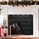 Fireplace Cover, Indoor Fireplace Blanket with Hook & Loop Tapes, Fireplace Draft Cover Stops Heat Loss, Fire Place Draft Stopper Cold Air Blocker Save Energy 39"x32" Black