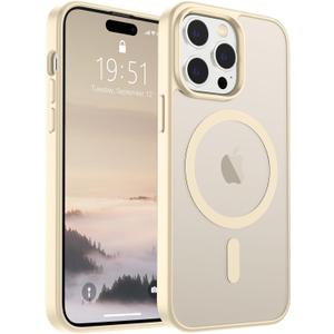 SUPFINE Magnetic for iPhone 14 Pro Max Case (Compatible with MagSafe) (Military Grade Drop Protection) Slim Translucent Matte Shockproof with Anti-Fingerprint Phone Case,Antique White