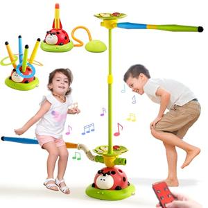 Pobaiyi 5 in 1 Musical Jump Toys, Toss Ring Game Stomping Launch Rocket Launcher for Kids, Obstacle Avoidance & Jump Squating Toy Games Remote Control Outdoor & Indoor Toys for Ages 4-8 8-13
