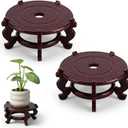 2 Pcs Wooden Plant Stands Chinese Plant Stand Indoor Oriental Display Base for Vase Fishbowl Flower Pot Lamp Redwood Vintage Rack Decor 6.5x3.35 Inch