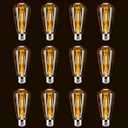 ASOKO LED Dimmable Edison Light Bulbs 4W Vintage Light Bulb, 2200K-2400K Warm White (Amber Glass), Antique LED Edison Bulbs, Squarrel Cage Filament,ST64, E26 LED Bulb Base