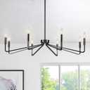 38" Black Chandeliers for Dining Room, 8-Light Modern Farmhouse Candle Style Chandelier, Industrial Hanging Ceiling Light Fixture for Living Room, Kitchen Island, Living Room