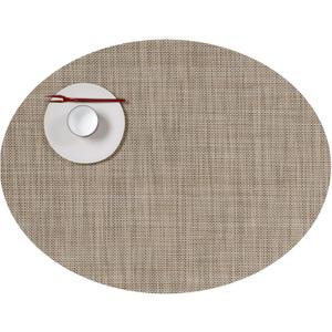 Chilewich Mini Basketweave Placemats - Woven Placemats Set of 4 - Reusable, Stain-Resistant, Indoor/Outdoor Tabletop Protection - Linen - 14" x 19.25" Oval